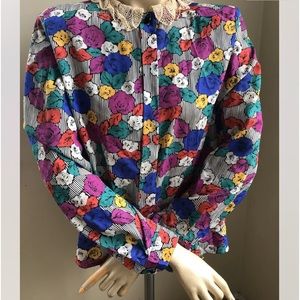 Vintage College Town Blouse Sz 11/12 Floral Print